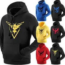 Plus Size M to 2xl Pokemon Go Team Valor Mystic Instinct Pokeball Long Sleeve Hoodies man women Unisex Sweatshirts ash ketchum