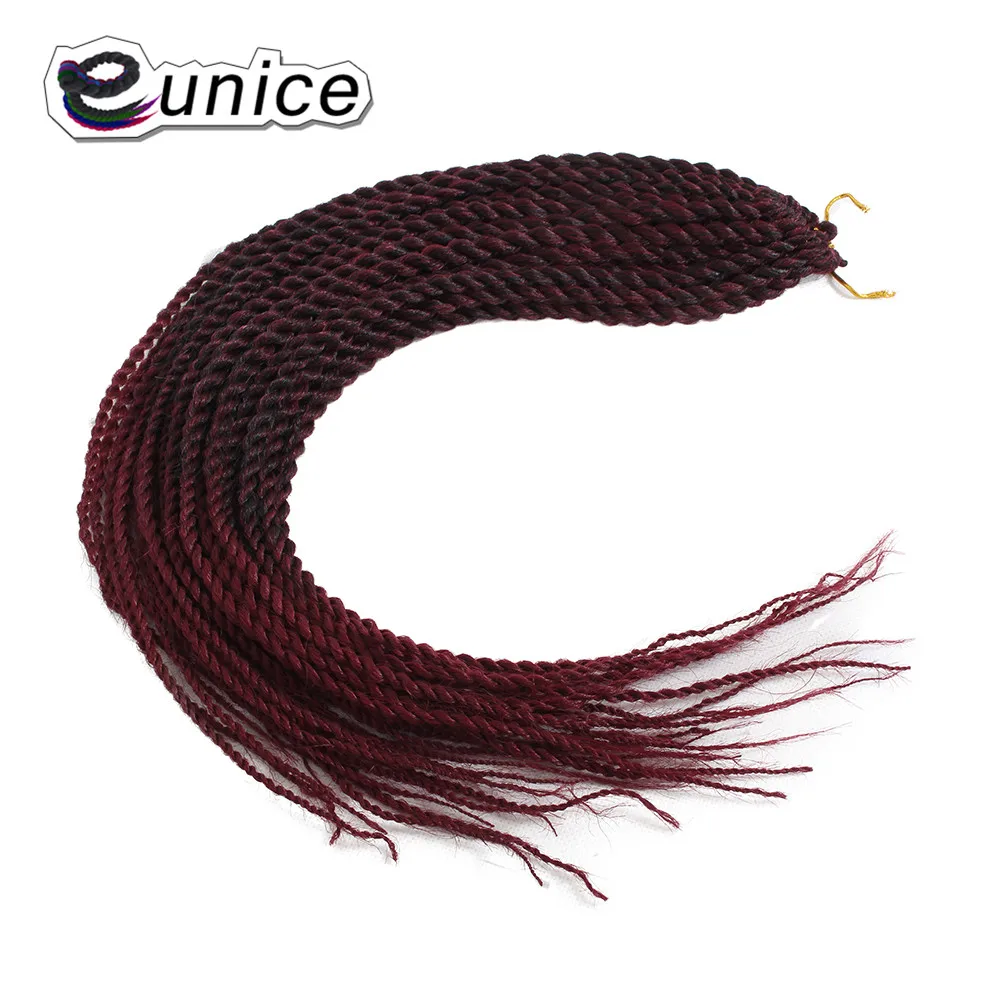 Eunice волосы предварительно скручиваются крючком синтетические волосы для наращивания тонкие Сенегальские накрученные волосы косички Омбре африканские плетеные волосы 22" - Цвет: # Бордовый