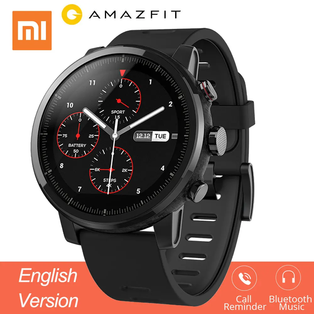 Купон Смарт часы Xiaomi Amazfit Stratos 2 GPS [ Русский язык ] Умные часы со склада России, Официальная гарантия 1 год Huami 5ATM водонепроницаемый