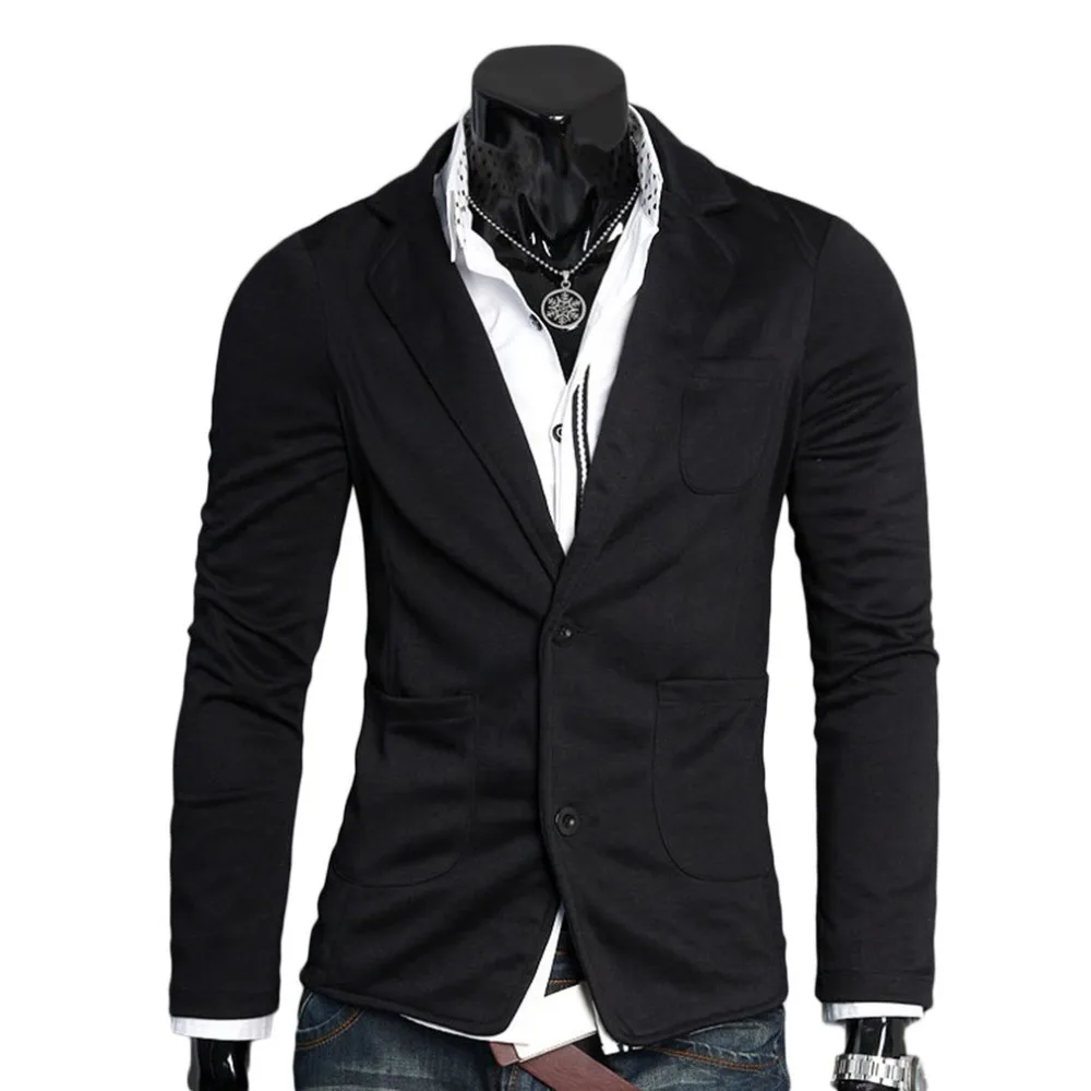 الربيع الخريف الرجال عارضة الدعاوى الرجال جدا ضئيلة ضئيلة سترة زر واحد القطن سترة الذكور بدوره إلى أسفل طوق الأعمال قميص