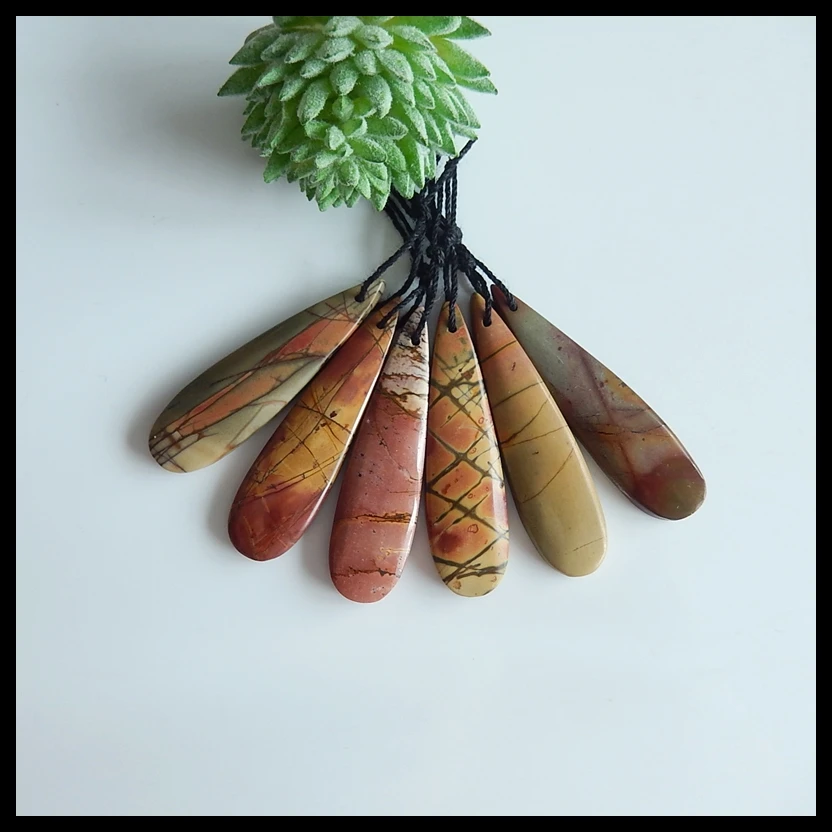 Бижутерия из полудрагоценных камней, gemstone.6 шт натуральный Многоцветный Пикассо ожерелье из яшмы Подвески, 46/43x12x4 мм, 21,8 г