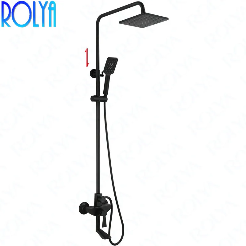 

Rolya Luxury Black Bathroom Shower Set Modern Style Bathing Mixer Taps Wholesale High Quality