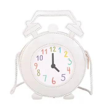 

Children Girl’s Cute Round Clock Shape Zipper Faux Leather Crossbody Shoulder Bag