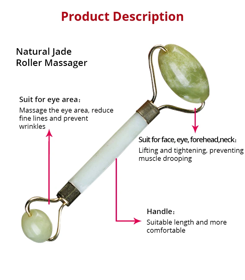 Массажный ролик для лица с двумя головками натуральный Нефритовый камень для подтяжки лица расслабляющий для красоты забота о здоровье массаж лица