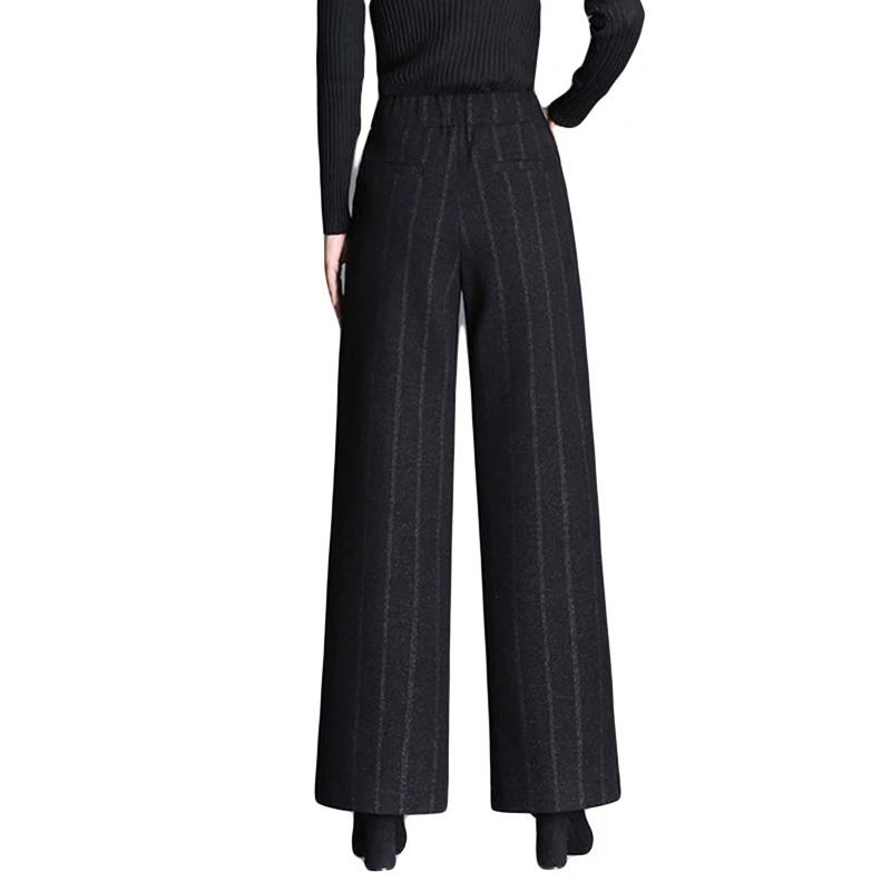 4XL размера плюс шерстяные прямые брюки для женщин, модные эластичные ...