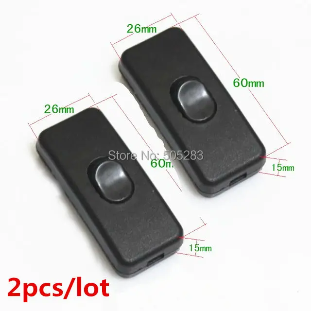 

2pcs On line ON/OFF Switch Lamp Light Switch Button Mid-way Rocker Switch Mains Power Switch 2A 250V For 2/3 Core Cable HY678*2
