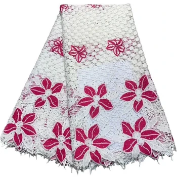 

VILLIEA High Quality Water soluble lace fabric Nigerian Wedding African Lace Fabric Blue+Black guipure Cord Lace For Party