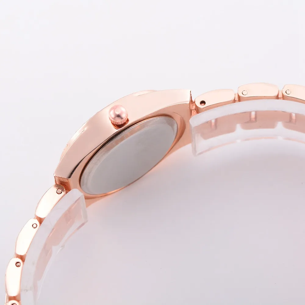 Женские Элегантные Роскошные Кварцевые часы-браслет, стразы, с покрытием из розового золота