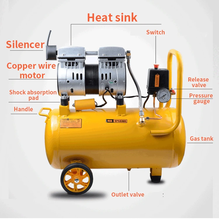 Безмасляный тихий воздушный компрессор из медной проволоки/стоматологический насос/воздушный компрессор/деревообрабатывающая краска/портативный