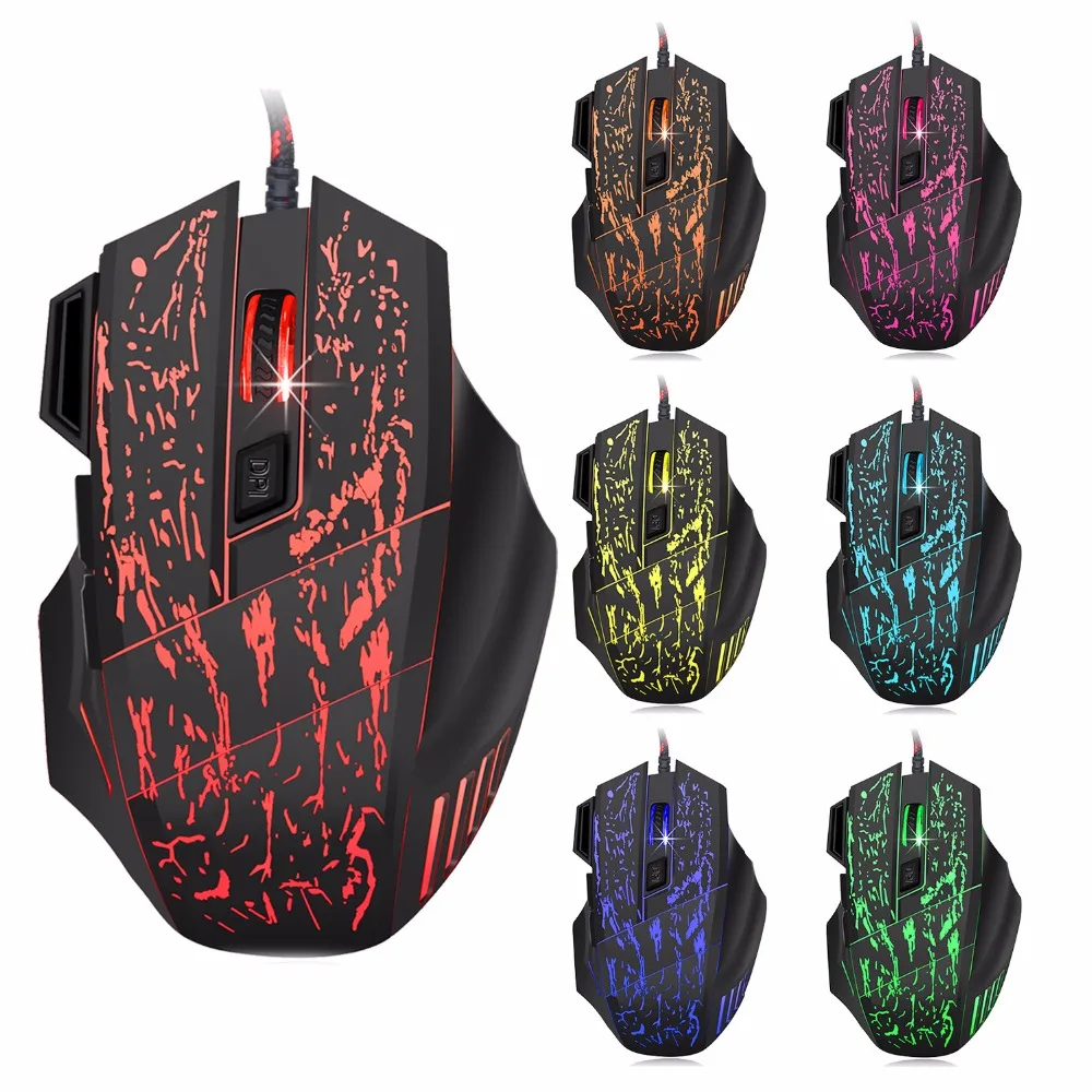 Russian Gaming Keyboard Mouse Combo Backlit LED+Colorful Gaming Mouse Breathing Light 7 Buttons 3600DPI for Desktop Laptop