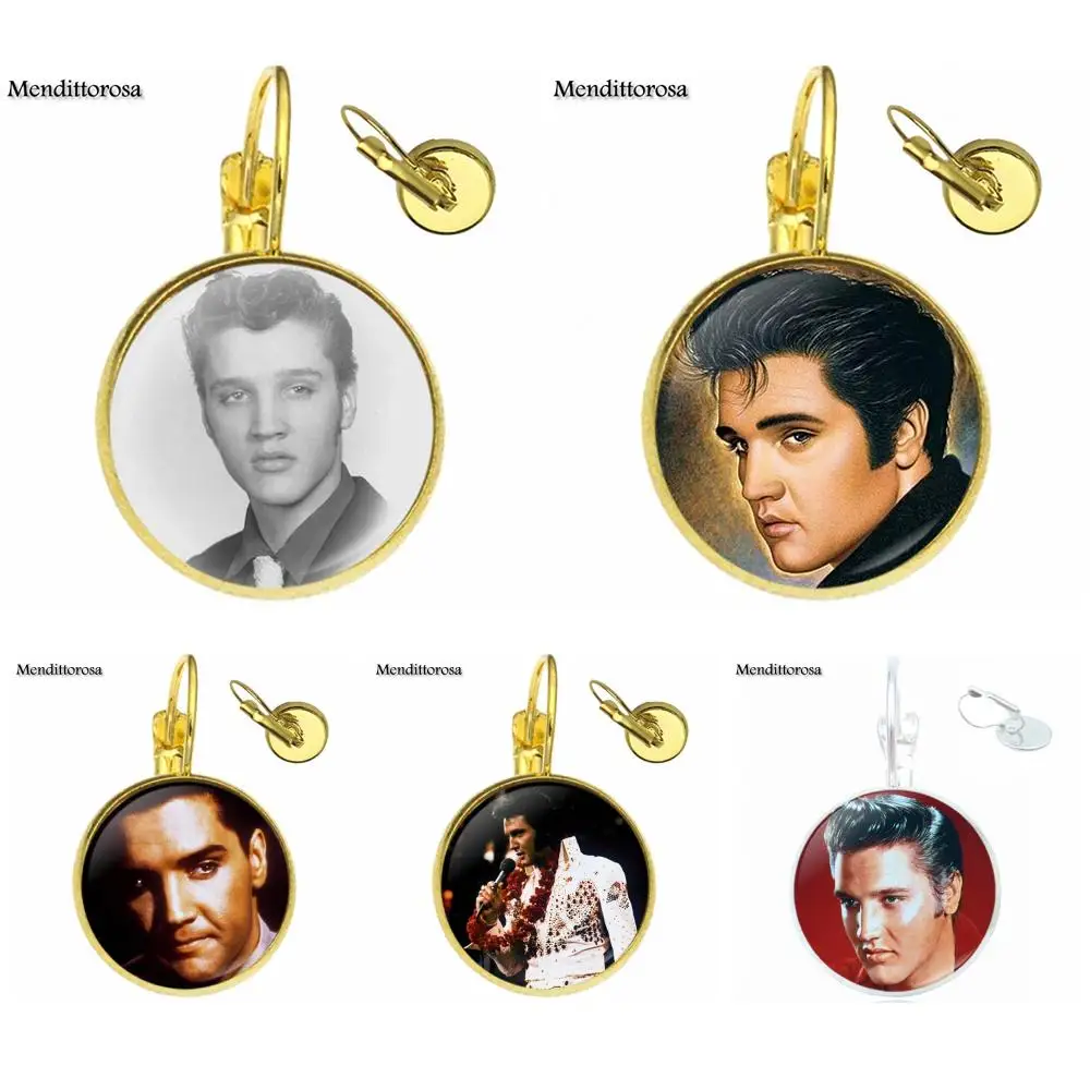 

Elvis Presley Kids Jewelry With Glass Cabochon Bronze/Silver/Golden Clip Ear Hook Drop Earrings For Men Women Gift