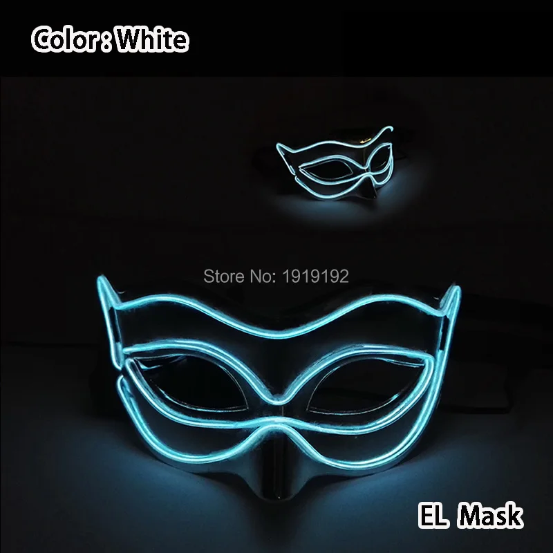 Women Sexy Cosplay Half Eyes Mask Bunny Fox Animal Mask Masquerade LED Glasses Carnival Fancy Glow Party Supplies - Color: Type 06-White