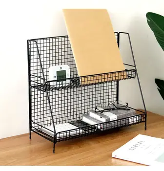 

Multi-functional Home Iron Storage Rack Spray Paint Magazine RacksShelf 2 Layers Kitchen Durable StorageShelf No Rust 40*16CM