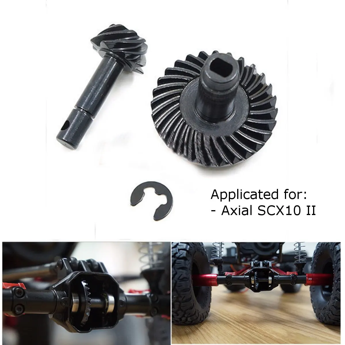 

Black Xtra Speed Heavy Duty Helical Spiral Pinion Gear Set for Axial SCX10 II