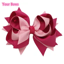 Твои банты 1 шт. 5 дюймов для девочек Однотонные бантики для волос Заколки для волос с бантом из ленты на каблуке высотой заколки для волос для детей Головные уборы Fastion женские аксессуары для волос