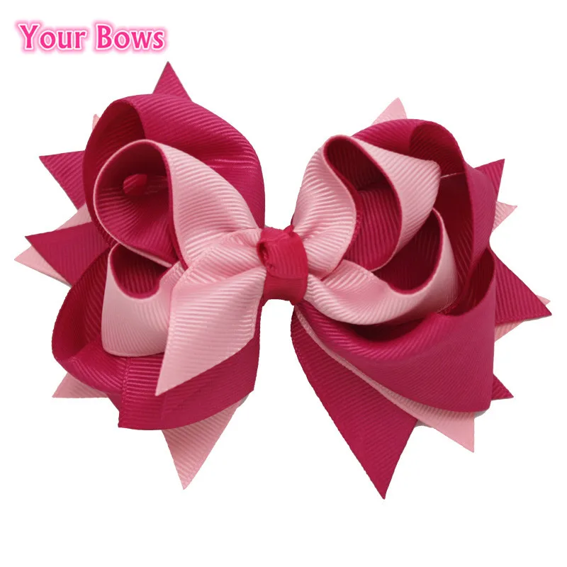 

Free Shipping $1/1PCS Baby Girls Boutique Hair Bows 3 Layer Solid Pink Over Pinks Ribbon Hair Bows Toddler Bows Hair Accessories