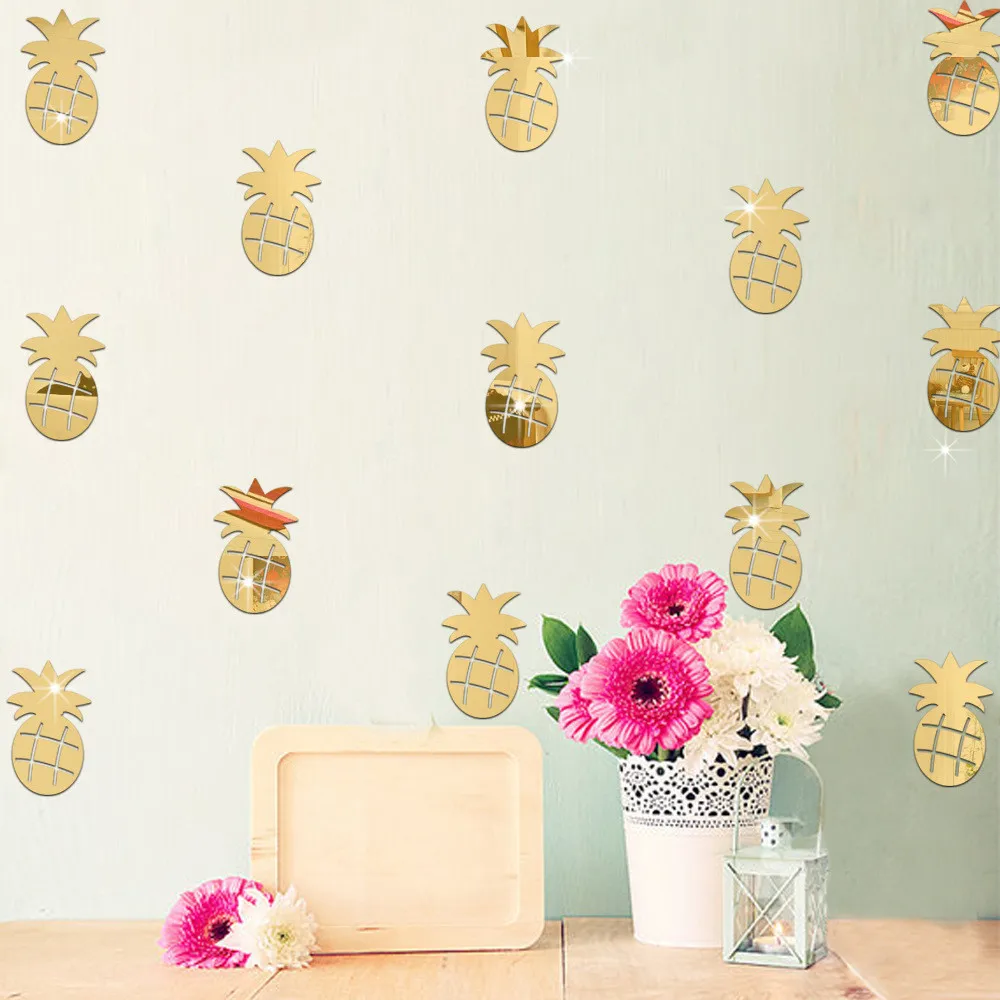 

Acylic Wall Mounted sticker 3D Pineapple Room Decoration Wall Stickers Butterfly Arbre Home Decoration sticker mural Cuisine
