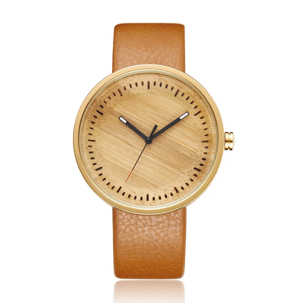Women Men Bamboo Wood Watch Mens Women Wooden Wristwatch Leather Vintage Couple Watch Clock reloj de