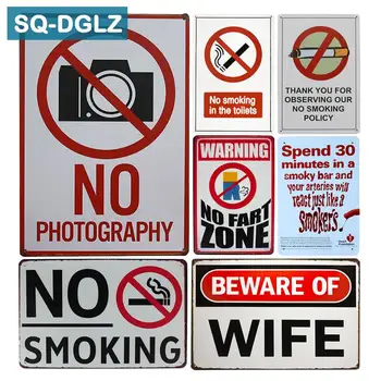 

[SQ-DGLZ] NO PHOTOGRAPHY & No Smoking Metal Sign Wall Decor Tin Sign Vintage Metal Signs Home Decor Painting Plaques Art Poster