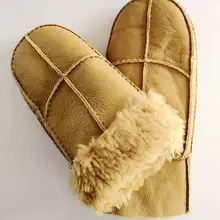 Мужские зимние Утепленные флисовые перчатки с подкладкой из натуральной кожи, мужские перчатки из натуральной кожи для вождения, перчатки для катания на лыжах R652