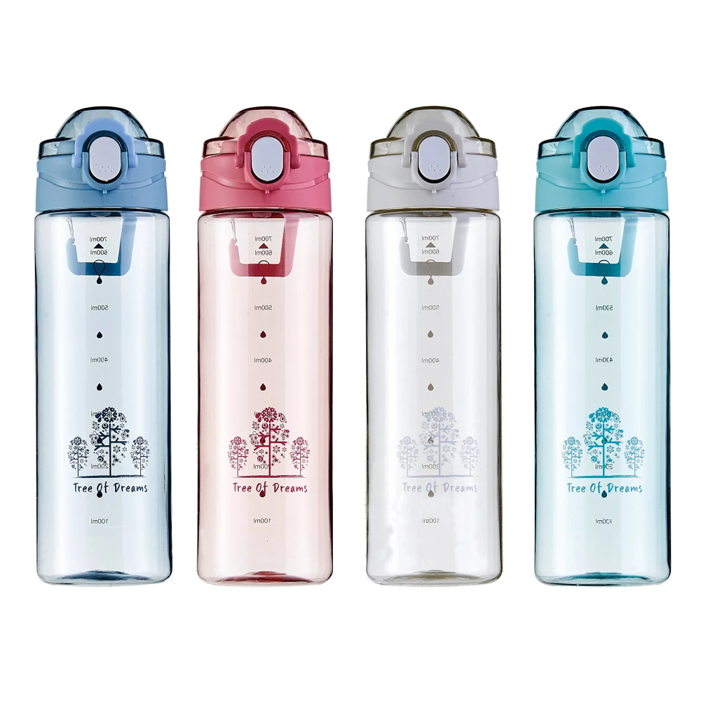 

Gym water bottle with straw bpa free push button lid with handle sports bottle