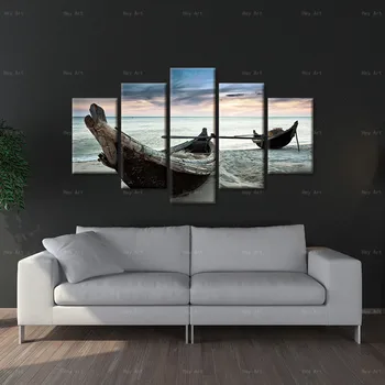 

wall art poster print boat canvas painting Unframed prints 5 panels seascape Decorative pictures for living room