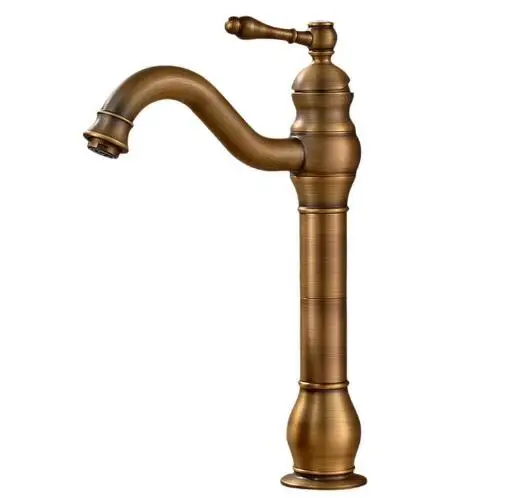 Antique bronze basin faucet plus high basin single lever hot and cold copper full of European retro faucet free shipping