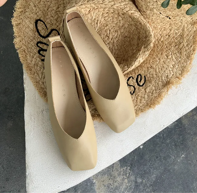 MONMOIRA/туфли на плоской подошве в стиле ретро на квадратном каблуке; элегантные женские однотонные туфли; женские слипоны на мягкой подошве; SWA0269 - Цвет: apricot