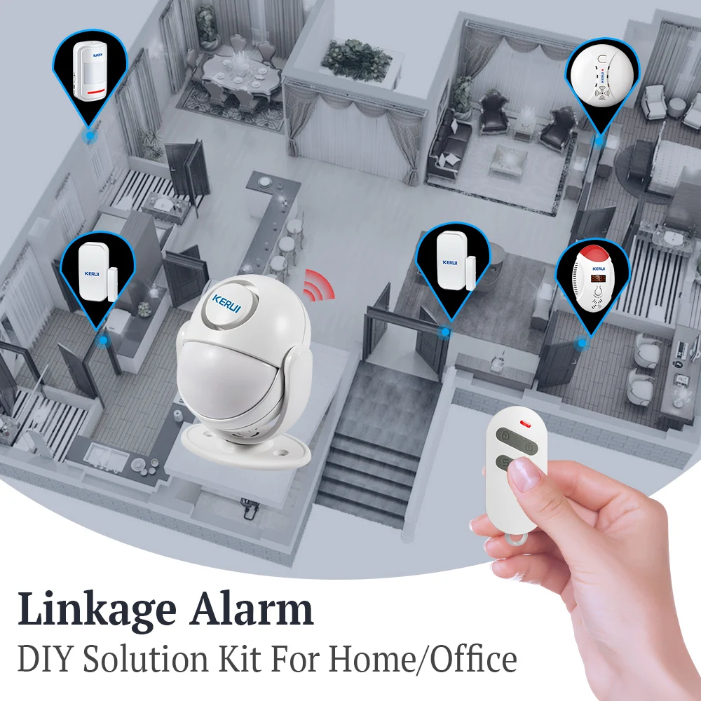 Smart Home WIFI App Control  Burglar Alarm System Door PIR Motion Detector Alarm Wireless Home Led Flash Light Security 