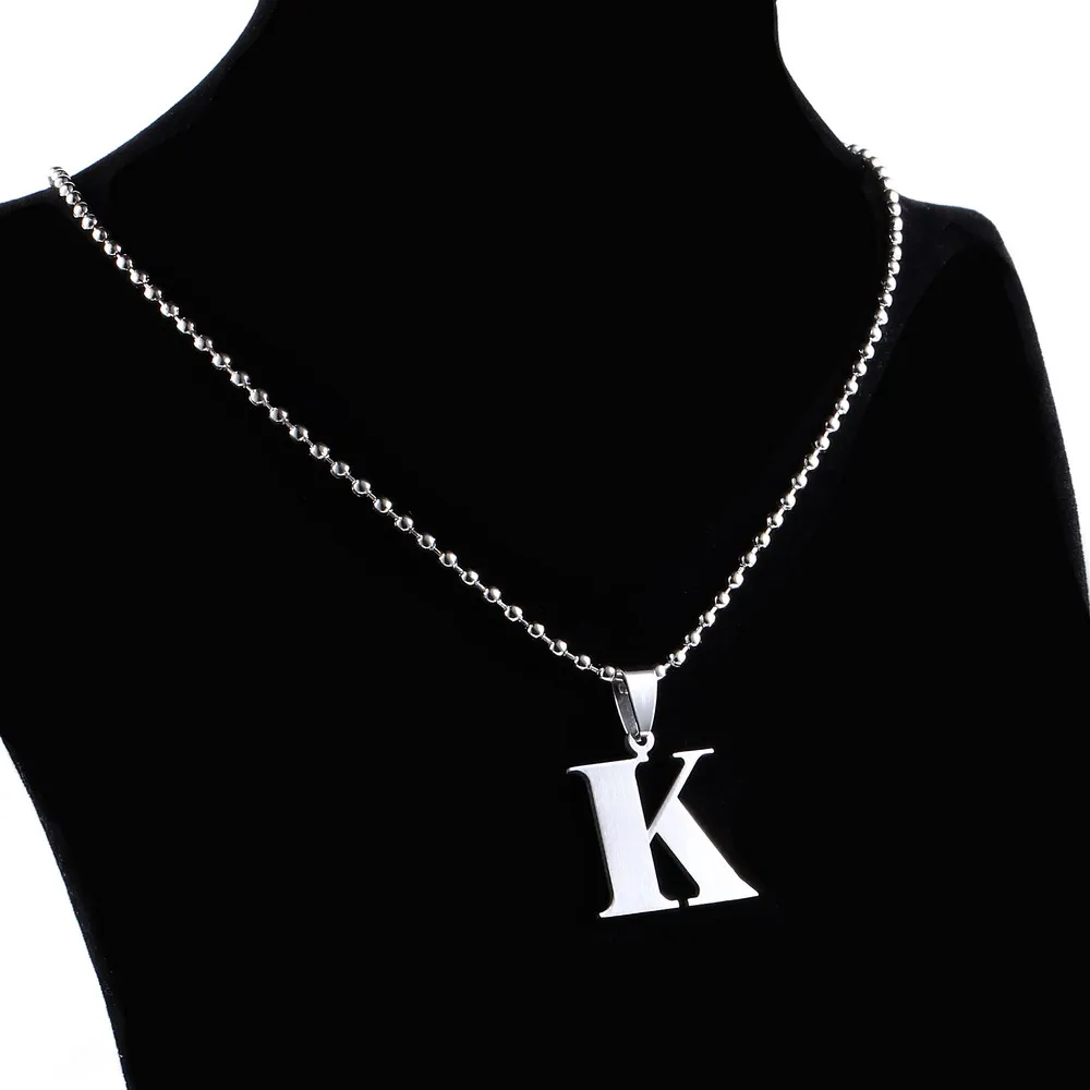 CS-DB Jewelry Silver Letter A Alphabet Chain Charm Pendants Necklaces