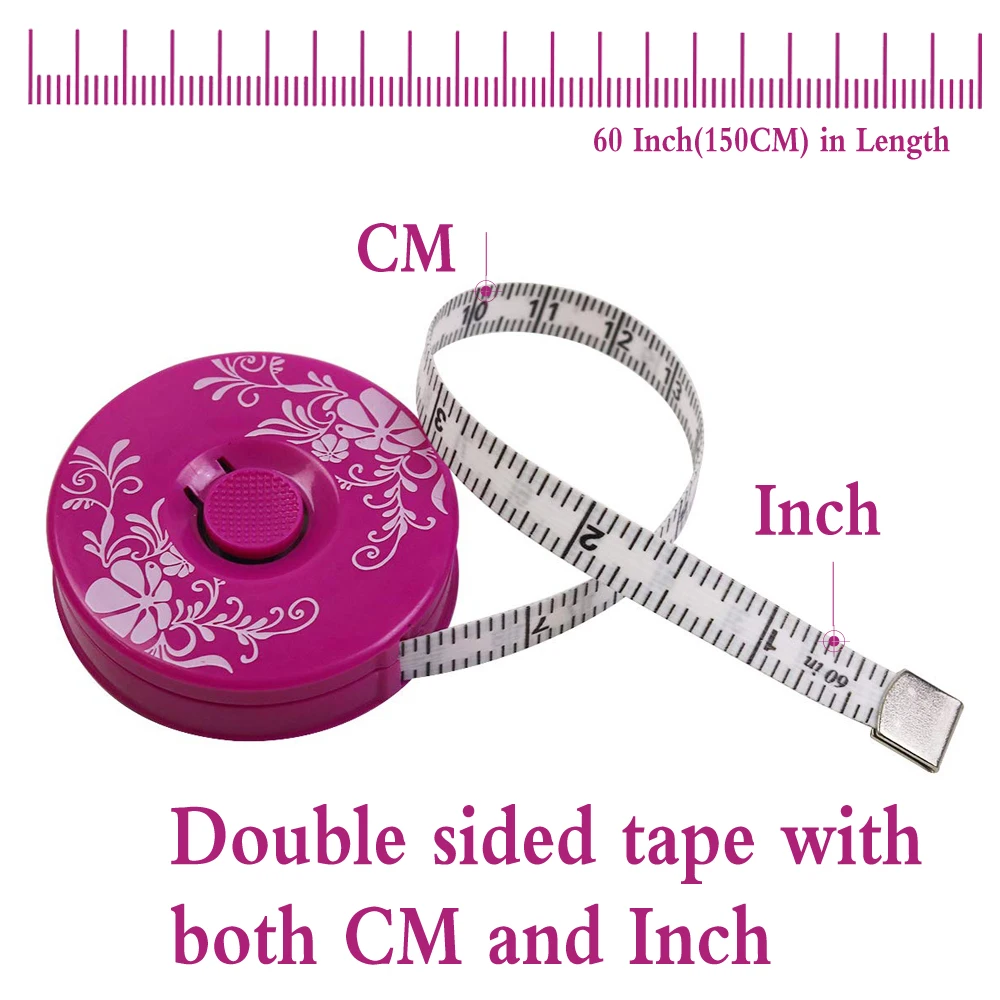 Retractable Body Measuring Ruler Sewing Cloth Tailor Tape Measure Tool 60" 1.5M