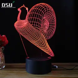 Светодиодный светодио дный улитки 3D лампа Акриловая Иллюзия ночник USB Новинка пульт дистанционного управления настольная декоративная