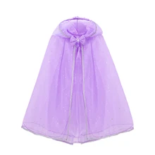 VOGUEON девушка-Рапунцель аксессуары принцессы Летняя одежда для девочек с капюшоном, с пайетками, плащ-накидка, Детская накидка для хеллоуина накидка Эльза, Белль платье Авроры на шнуровке