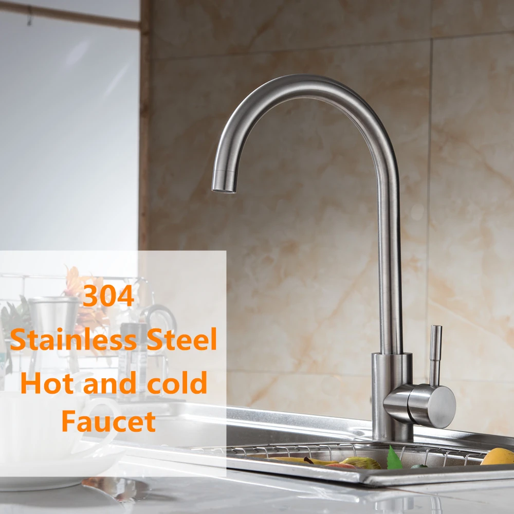12Kitchen Faucet Stainless Steel Brushed Process Swivel Basin Hot and cold Faucet 360 Degree Rotation Stainless Steel Tap Torneira16 (1)