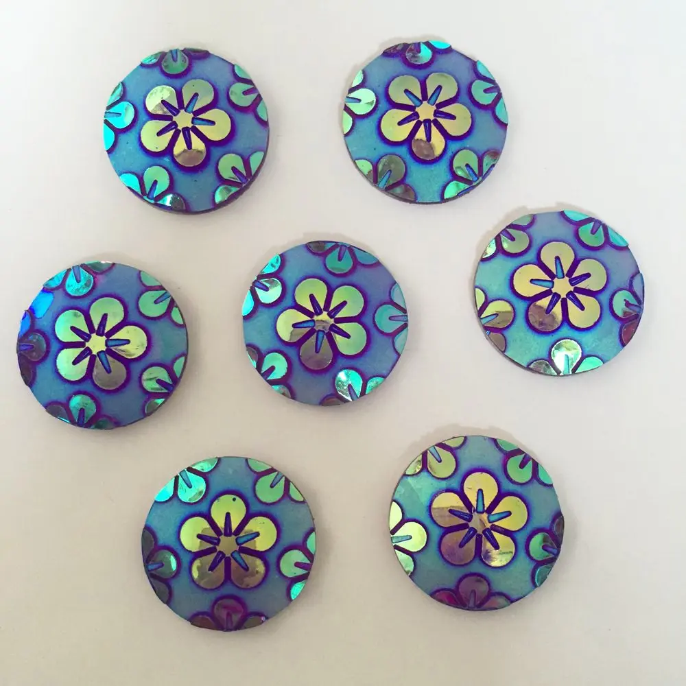 DIY 30 шт. 20 мм AB круглый смолы цветок Flatback Свадебные Пуговицы DIY Craft K05* 3 - Цвет: Purple