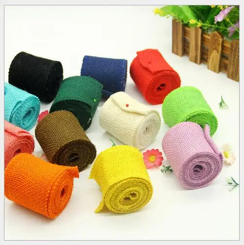 

ribbon Colored linen with ribbon 2 meters long and 6 cm wide Christmas linen Colors hemp rope ribbon.