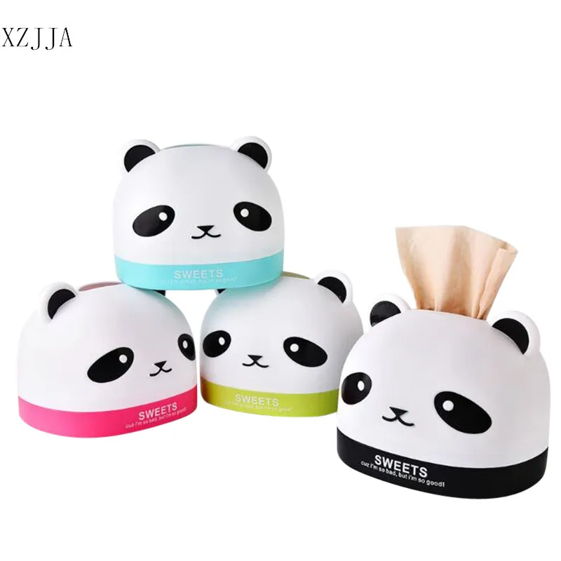 

XZJJA Cute Cartoon Panda Tissue Box Removable Desktop Tissue Decoration Storage Container Car Office Roll Paper Organizer Case