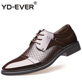 

YD-EVER Men Dress Leather Shoes lace up Fashion Male Formal Oxford Shoes Flats Pointed Toe Casual Shoes For Men
