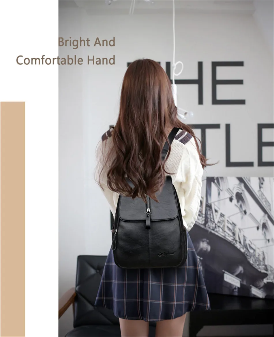 Женский рюкзак от известного бренда, Одноцветный модный школьный рюкзак на молнии для девочек, черный кожаный женский рюкзак mochila 011