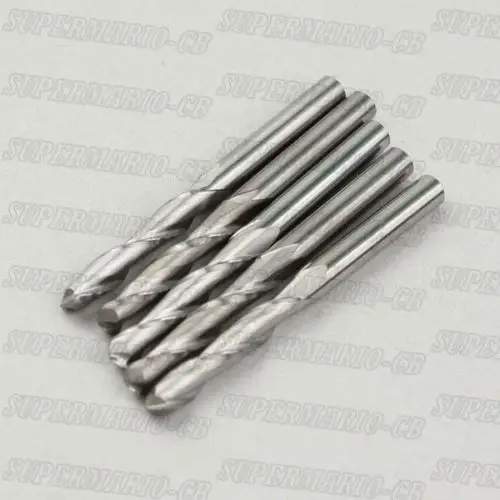 

10 x 1/8" 2 Two Flute Solid Micro-Grain Carbide Spiral drill bits Ball Nose End Mills cutter 22mm CEL Free shipping (2Qx3.22x10)