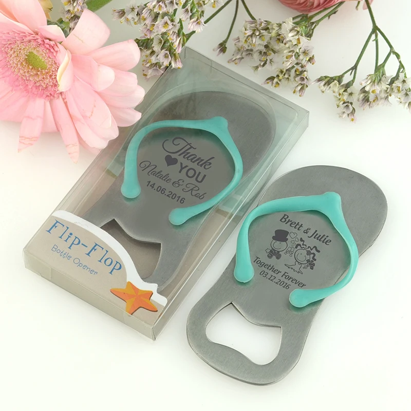 20x Personalized Flip Flop Bottle Opener Beach Themed Wedding Bridal
