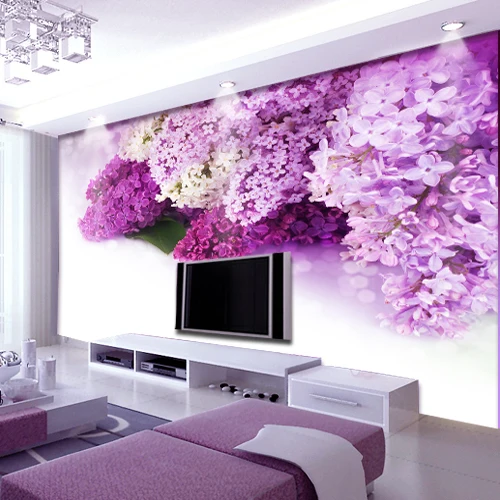 8D/5D Purple flower Papel mural 3d photo murals 3d wall ...