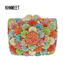 Многоцветный узор Gold Diamond Crystal вечерняя сумочка; BS010 Металл шипованных серебро Для женщин партия сцепления кошелек сумка ручной работы женская сумка sc257