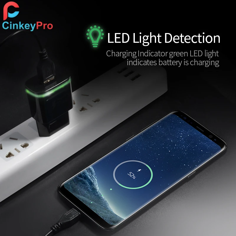 CinkeyPro شاحن يو اس بي سريعة تهمة 3.0 شحن سريع مع مصباح ليد لسامسونج فون باد جدار الهاتف المحمول محول