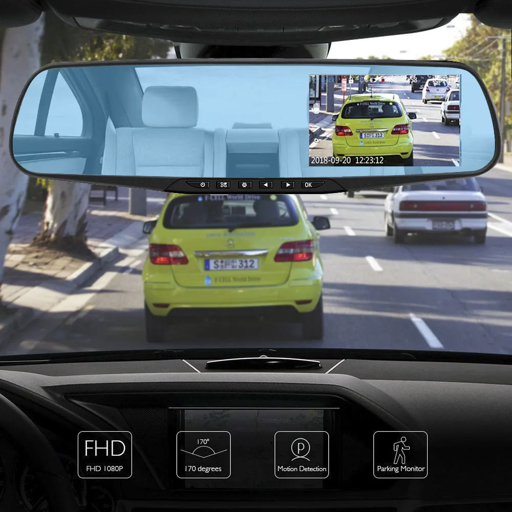 Автомобильный видеорегистратор HGDO 4 3 дюйма FHD 1080P с двумя