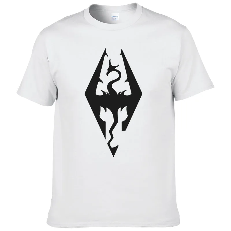 THE ELDER SCROLLS с принтом логотипа SKYRIM футболка Для мужчин топы лето Рубашка короткими