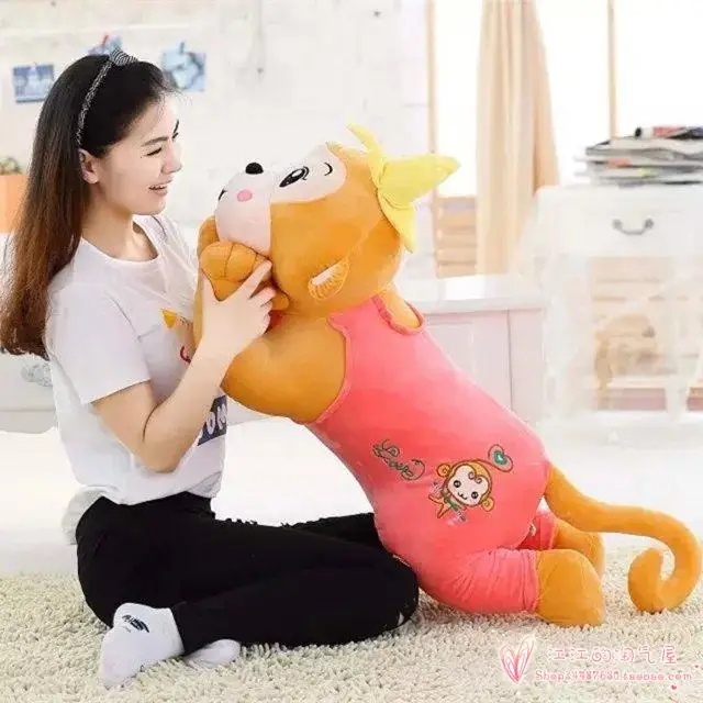Large 100cm Cartoon Prone Monkey, Pink Cloth Monkey Plush Toy Sleeping