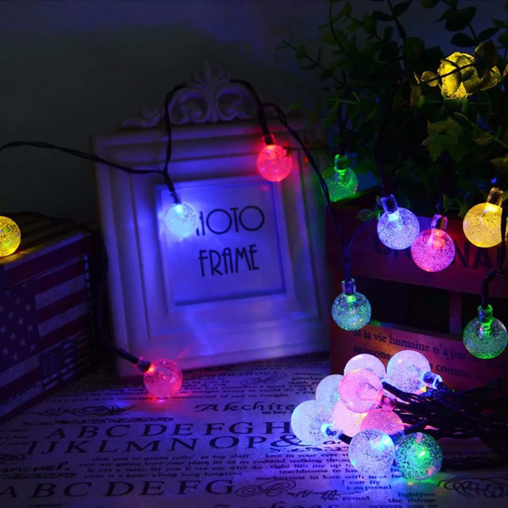 Waterproof Garland Led Christmas String Light 6m 30LEDs Crystal Ball Solar Powered Led Fairy Lights String for Outdoor Lighting  (18)