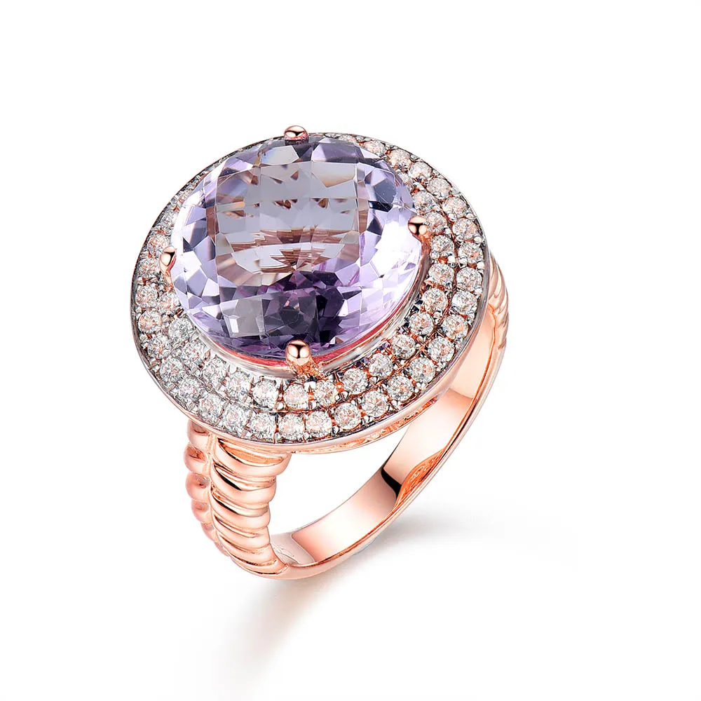 L& zuan Топ-класс Натуральный 5.482ct аметист кольцо для женщин в 925 пробы серебро фиолетовый камень зубец Установка роскошные кольца - Цвет камня: Фиолетовый