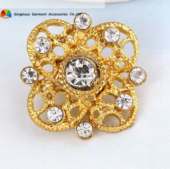

50pcs 20mm Vintage Gold Metal Rhinestone Button Crystal Centerpieces with Shank DIY Hair Accessory Browbands Wedding Decoration